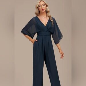 Navy chiffon pantsuit new never worn